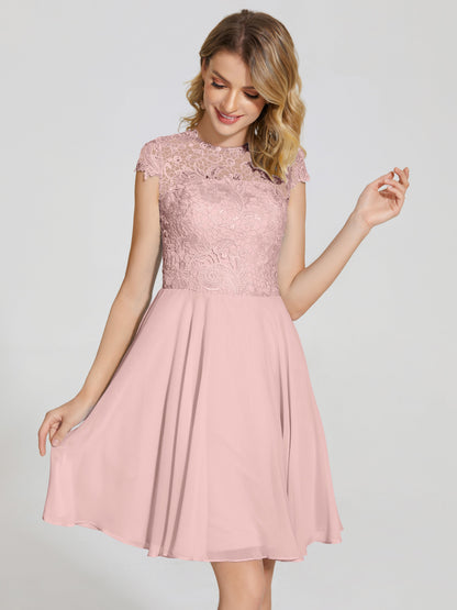 Alana Lace Cap Sleeves Short Bridesmaid Dress