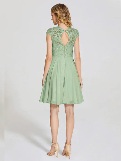 Alana Lace Cap Sleeves Short Bridesmaid Dress