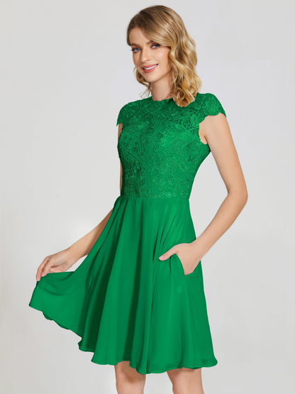 Alana Lace Cap Sleeves Short Bridesmaid Dress