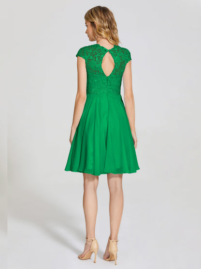 Alana Lace Cap Sleeves Short Bridesmaid Dress