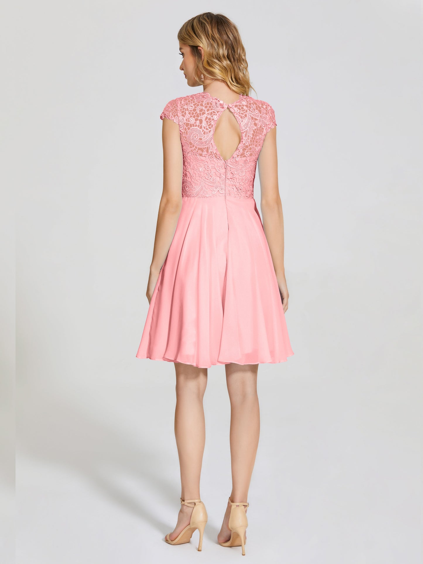 Alana Lace Cap Sleeves Short Bridesmaid Dress