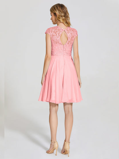 Alana Lace Cap Sleeves Short Bridesmaid Dress