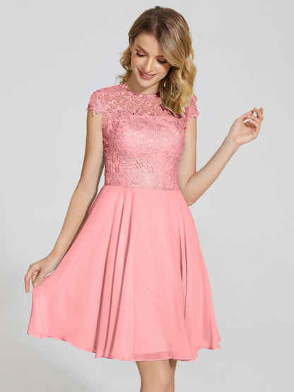 Alana Lace Cap Sleeves Short Bridesmaid Dress