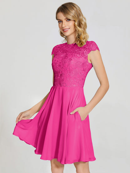 Alana Lace Cap Sleeves Short Bridesmaid Dress