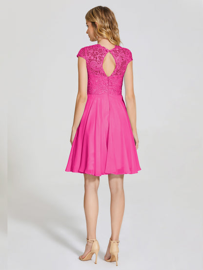 Alana Lace Cap Sleeves Short Bridesmaid Dress
