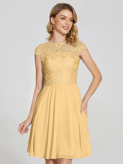 Alana Lace Cap Sleeves Short Bridesmaid Dress