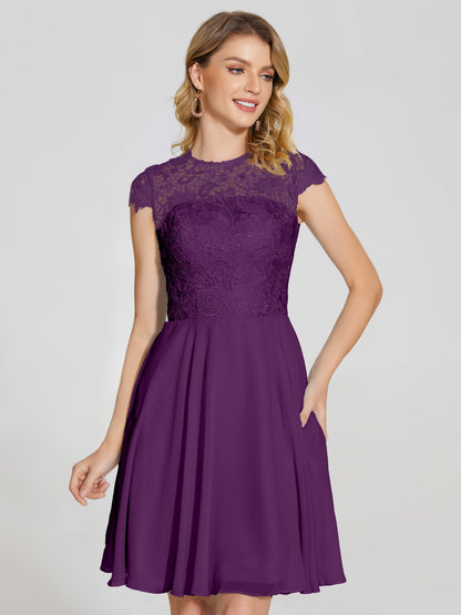 Alana Lace Cap Sleeves Short Bridesmaid Dress