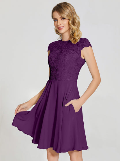 Alana Lace Cap Sleeves Short Bridesmaid Dress