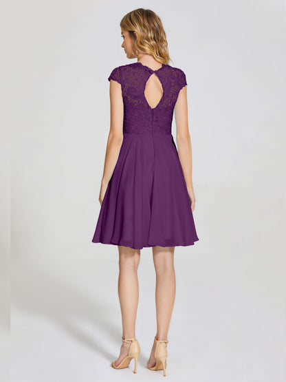 Alana Lace Cap Sleeves Short Bridesmaid Dress