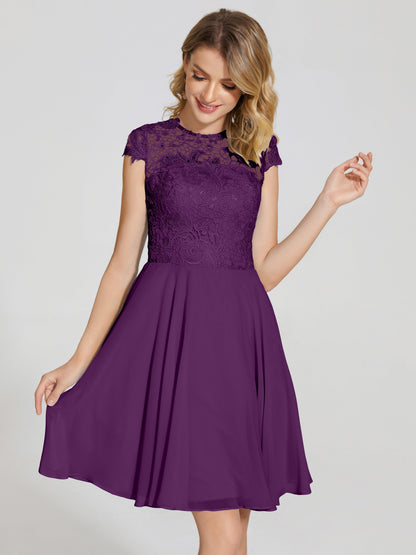 Alana Lace Cap Sleeves Short Bridesmaid Dress