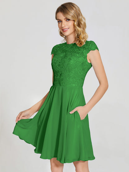 Alana Lace Cap Sleeves Short Bridesmaid Dress