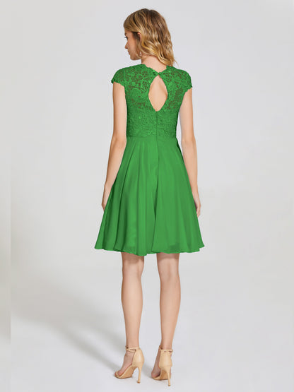 Alana Lace Cap Sleeves Short Bridesmaid Dress