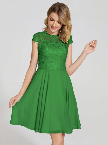 Alana Lace Cap Sleeves Short Bridesmaid Dress