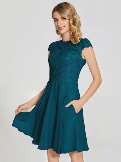 Alana Lace Cap Sleeves Short Bridesmaid Dress