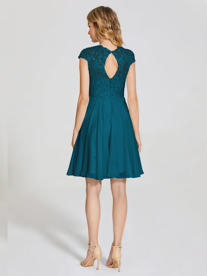 Alana Lace Cap Sleeves Short Bridesmaid Dress