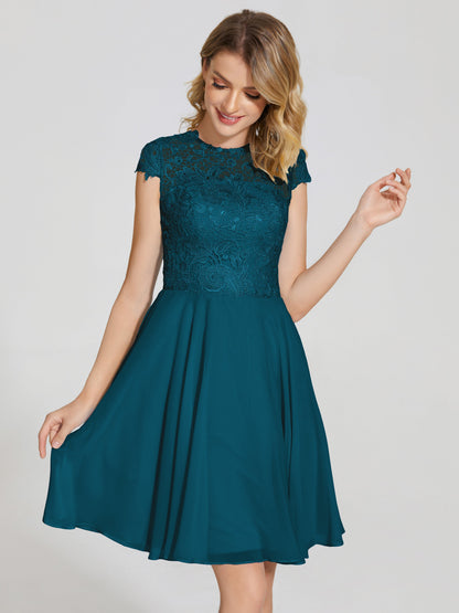 Alana Lace Cap Sleeves Short Bridesmaid Dress