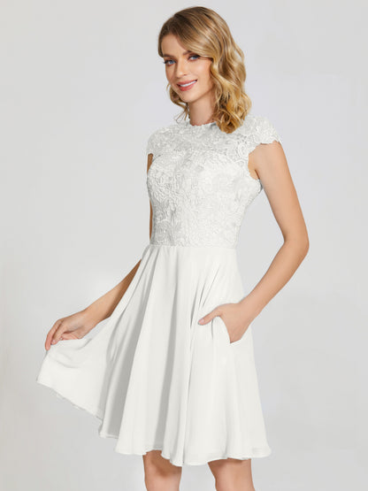 Alana Lace Cap Sleeves Short Bridesmaid Dress