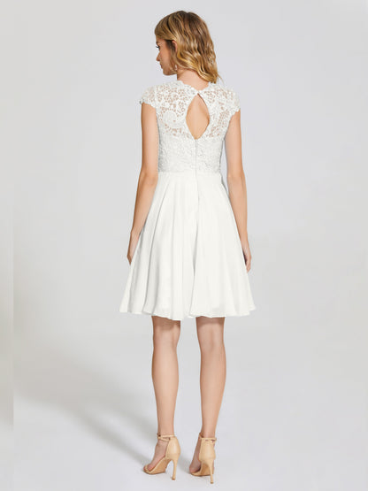 Alana Lace Cap Sleeves Short Bridesmaid Dress