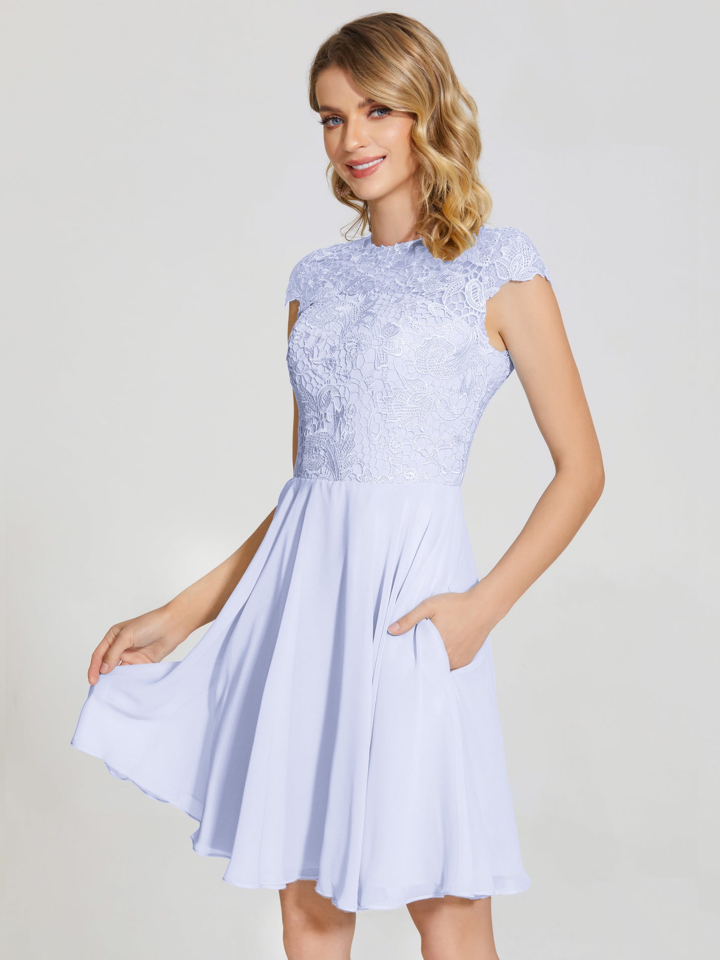 Alana Lace Cap Sleeves Short Bridesmaid Dress