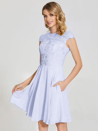 Alana Lace Cap Sleeves Short Bridesmaid Dress