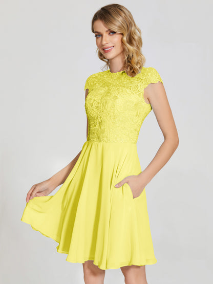 Alana Lace Cap Sleeves Short Bridesmaid Dress