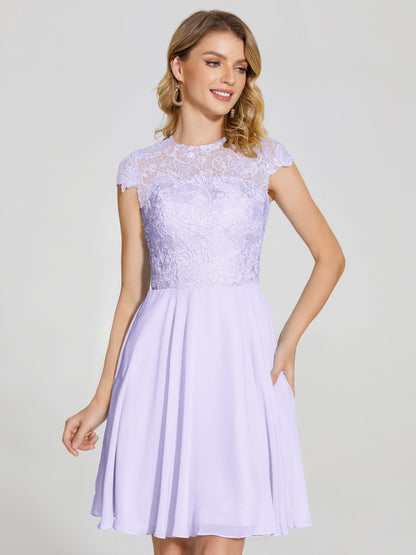 Alana Lace Cap Sleeves Short Bridesmaid Dress