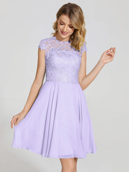 Alana Lace Cap Sleeves Short Bridesmaid Dress