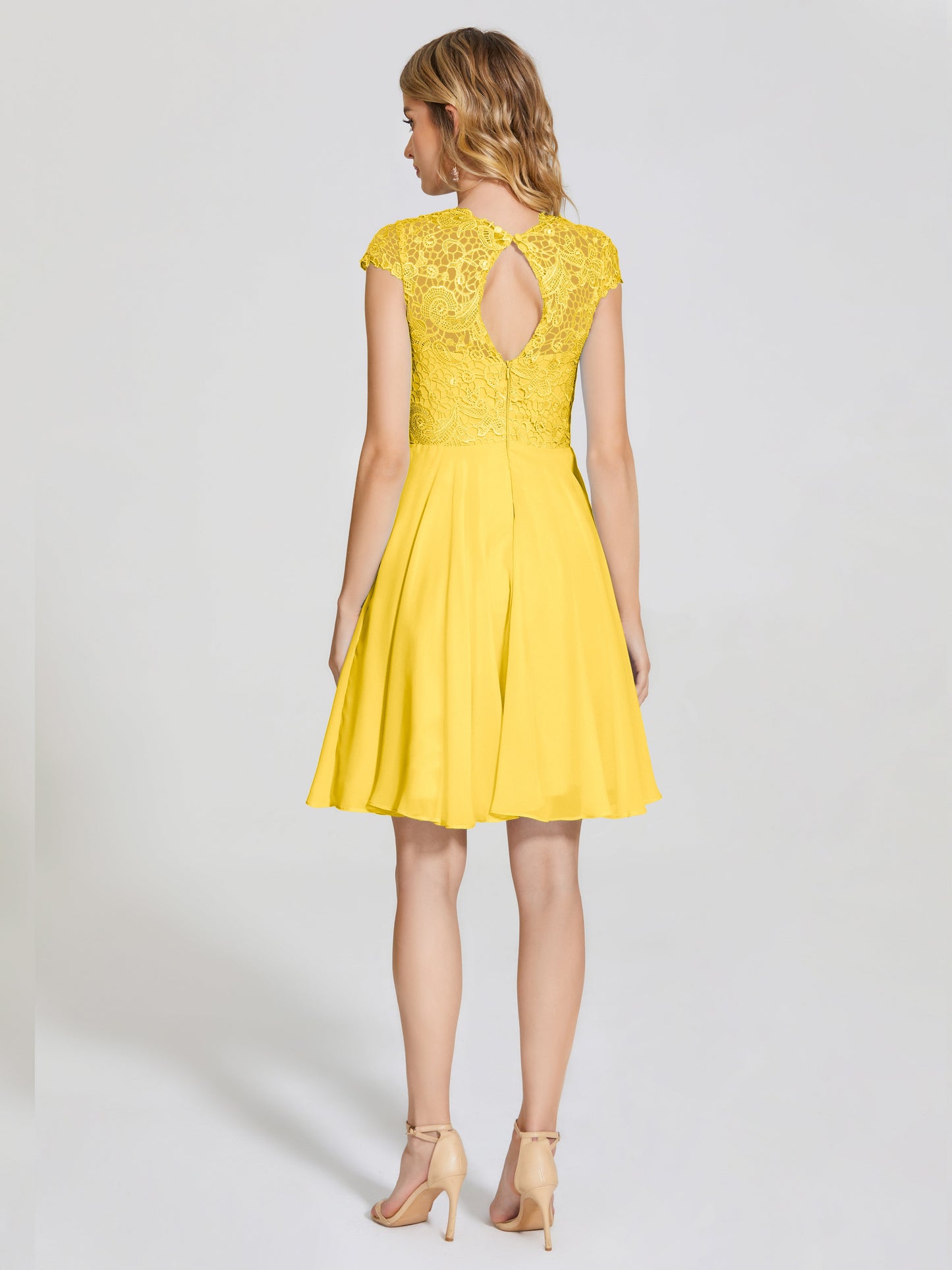 Alana Lace Cap Sleeves Short Bridesmaid Dress