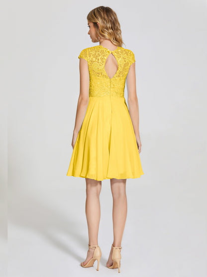 Alana Lace Cap Sleeves Short Bridesmaid Dress