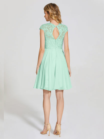 Alana Lace Cap Sleeves Short Bridesmaid Dress