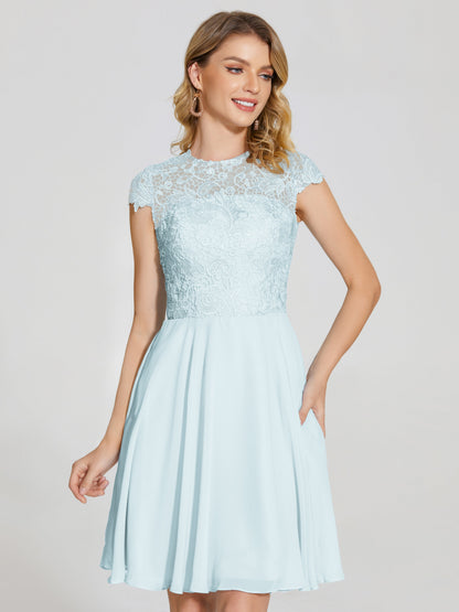 Alana Lace Cap Sleeves Short Bridesmaid Dress