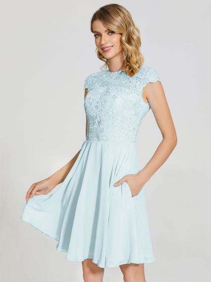 Alana Lace Cap Sleeves Short Bridesmaid Dress