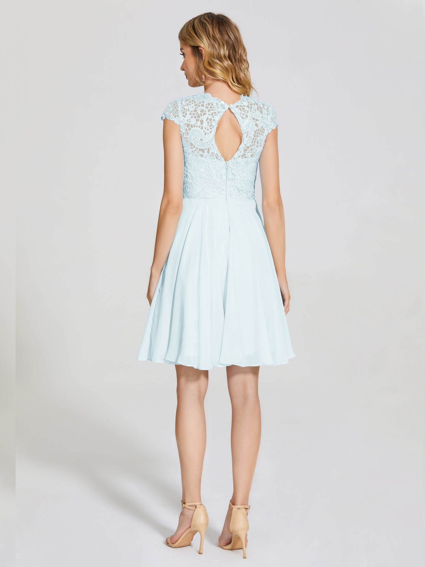 Alana Lace Cap Sleeves Short Bridesmaid Dress
