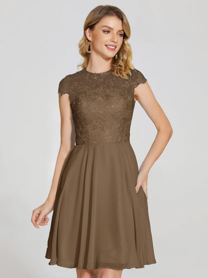 Alana Lace Cap Sleeves Short Bridesmaid Dress