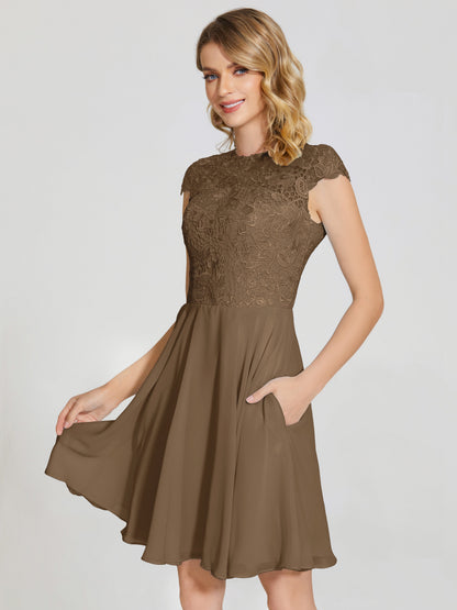 Alana Lace Cap Sleeves Short Bridesmaid Dress