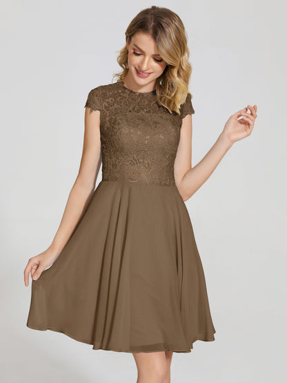 Alana Lace Cap Sleeves Short Bridesmaid Dress