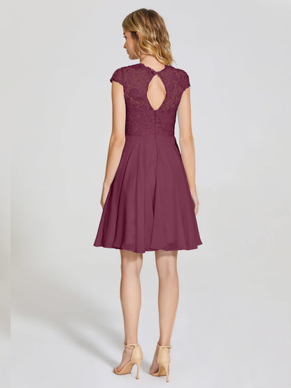 Alana Lace Cap Sleeves Short Bridesmaid Dress