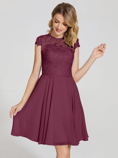 Alana Lace Cap Sleeves Short Bridesmaid Dress