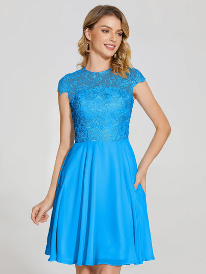 Alana Lace Cap Sleeves Short Bridesmaid Dress