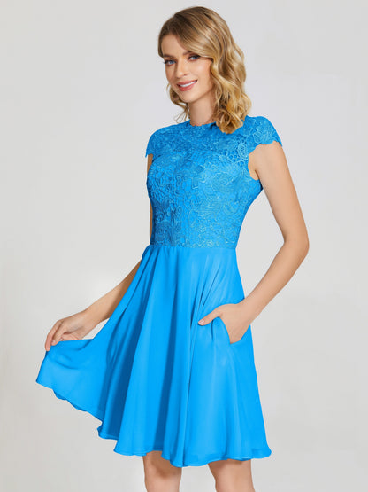 Alana Lace Cap Sleeves Short Bridesmaid Dress