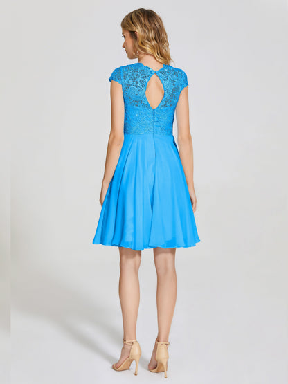 Alana Lace Cap Sleeves Short Bridesmaid Dress
