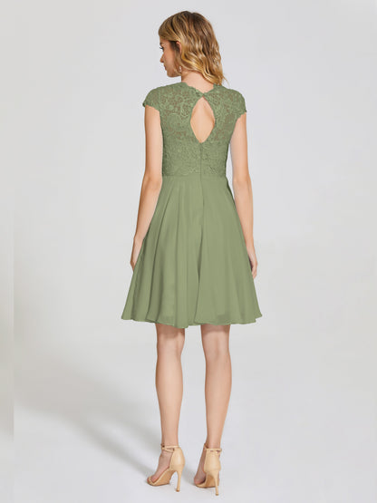 Alana Lace Cap Sleeves Short Bridesmaid Dress