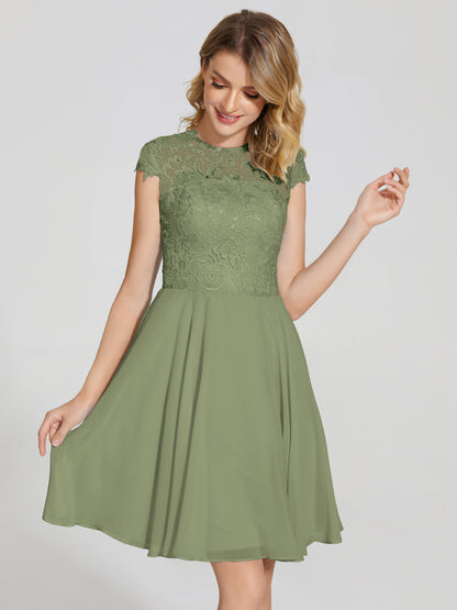 Alana Lace Cap Sleeves Short Bridesmaid Dress