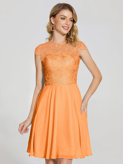Alana Lace Cap Sleeves Short Bridesmaid Dress