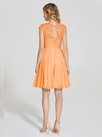 Alana Lace Cap Sleeves Short Bridesmaid Dress