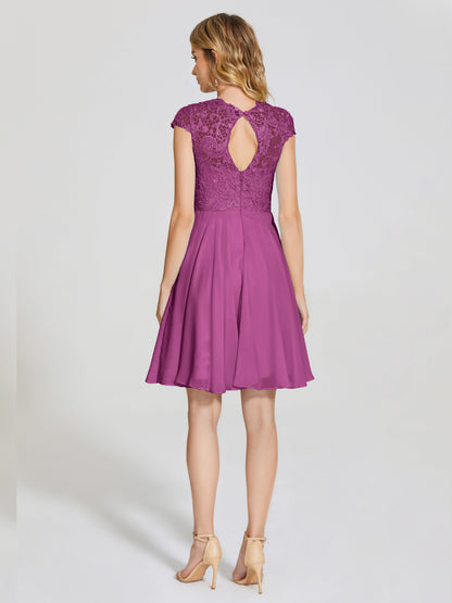 Alana Lace Cap Sleeves Short Bridesmaid Dress