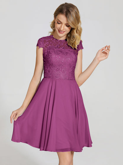Alana Lace Cap Sleeves Short Bridesmaid Dress
