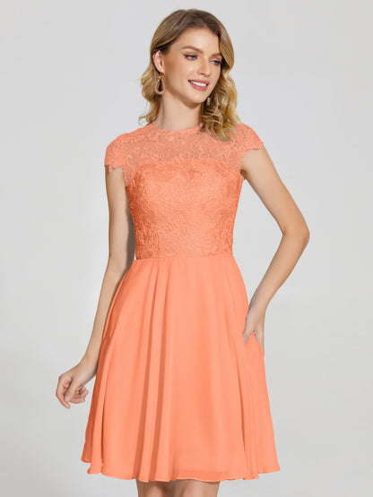 Alana Lace Cap Sleeves Short Bridesmaid Dress