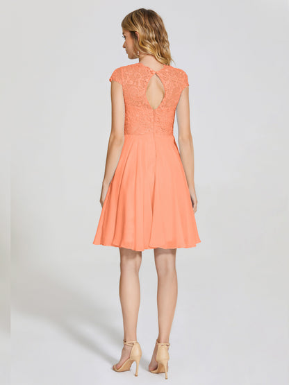 Alana Lace Cap Sleeves Short Bridesmaid Dress