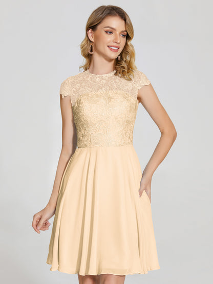 Alana Lace Cap Sleeves Short Bridesmaid Dress